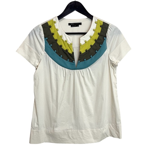 BCBGMaxAzria Tops - BCBGMAXAZRIA Short Sleeve Covered Button Blouse - Size XS
